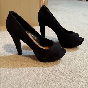 Candies black open toed heels. Size 8.5